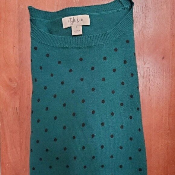 Style & Co. Green Polka Dot Sweater in Size S - Picture 5 of 5